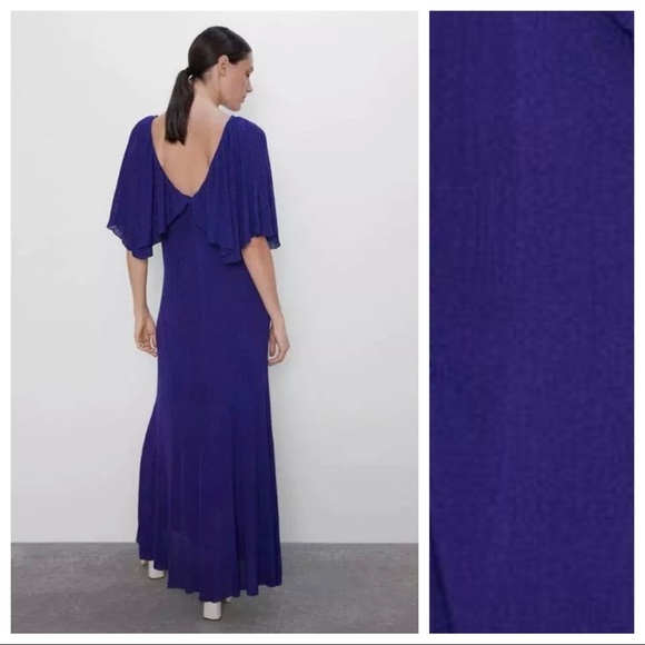 NWT. Zara Purple Metallic Thread Dress. Size M. - Picture 2 of 11